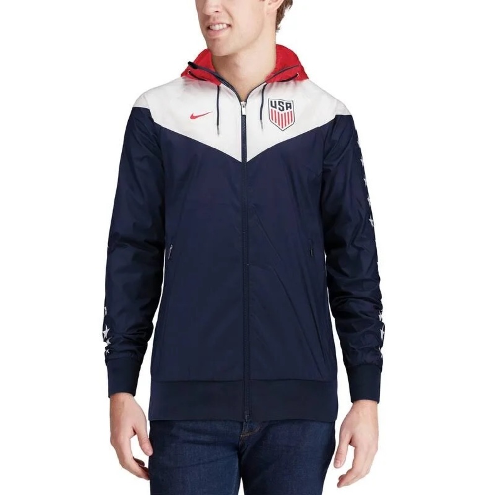 Nike Men's USA Red and White Windrunner Jacket Size S